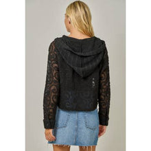 Load image into Gallery viewer, Mystree Black Crochet Hoodie
