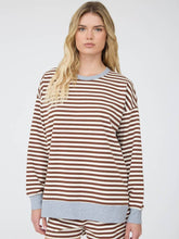 Load image into Gallery viewer, Brown + Grey Stripe Top
