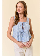 Load image into Gallery viewer, Sky Blue Eyelet Tie Tank
