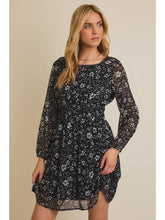 Load image into Gallery viewer, B+W Chiffon Floral Dress
