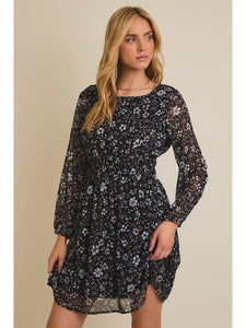 B+W Chiffon Floral Dress