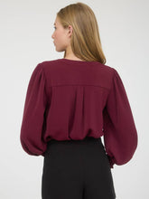 Load image into Gallery viewer, Burgundy Tie Collar Top
