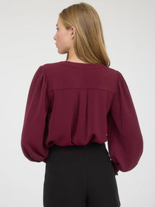 Burgundy Tie Collar Top