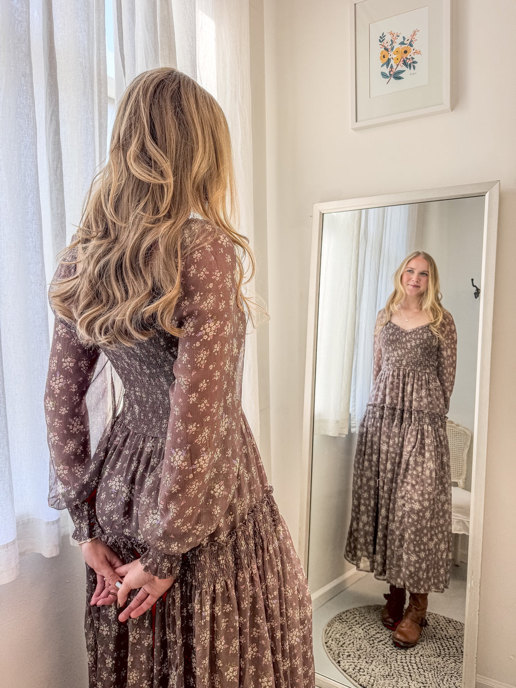 Mocha Smocked Maxi Dress