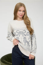 Load image into Gallery viewer, Ivory+ Grey Poodle Sweater
