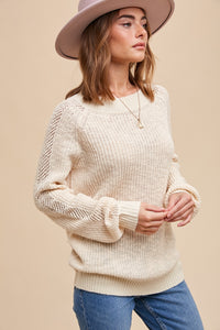 Cream Sheer Panel Sweater
