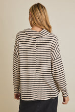 Load image into Gallery viewer, B+W Stripe Asymmetric Neck Top
