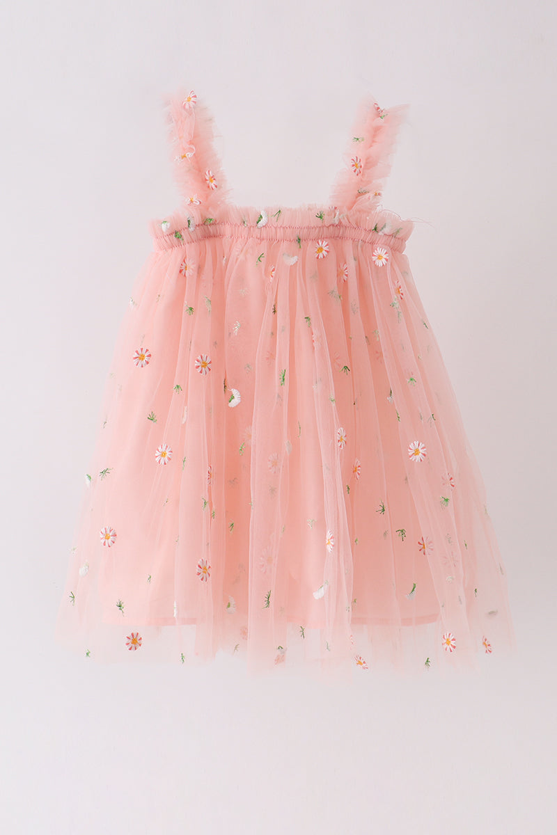 Pink Embroidered Floral Dress - Kids