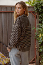 Load image into Gallery viewer, Black + Tan Striped Grommet Top
