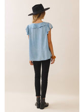 Load image into Gallery viewer, Light Blue Ruffle Top
