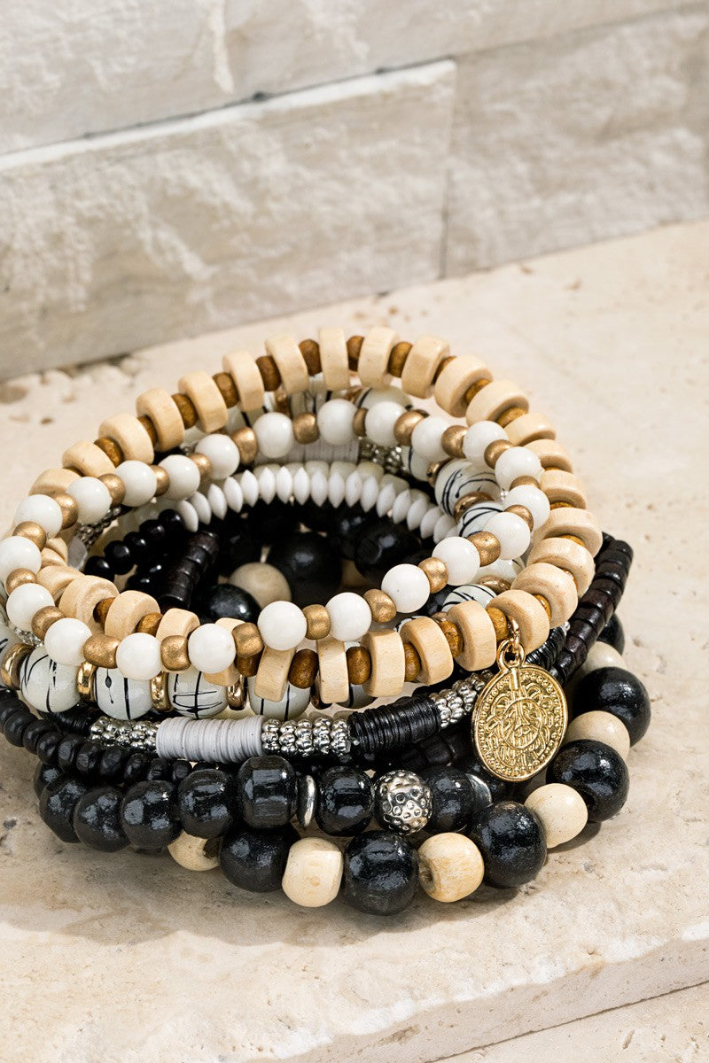 Black Wood Bracelet Stack