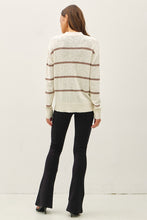 Load image into Gallery viewer, Cream + Mocha Stripe Cardigan

