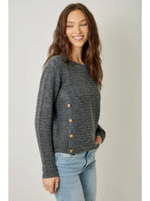 Load image into Gallery viewer, Charcoal Button Detail Sweater
