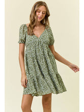 Load image into Gallery viewer, Olive Tiered Floral Dress

