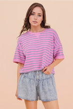 Load image into Gallery viewer, Purple + Blue Stripe Tee
