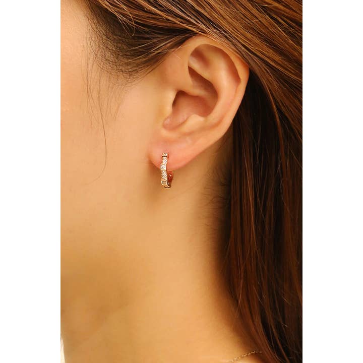Gold Pave Raised Hoops