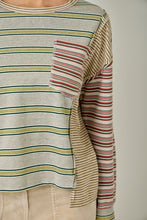 Load image into Gallery viewer, Olive Mixed Stripe Top
