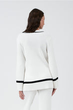 Load image into Gallery viewer, White Trimmed V-Neck Sweater
