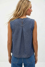 Load image into Gallery viewer, Naked Zebra Denim Blue Pleat Back Tank
