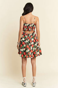Black Floral Cutout Dress