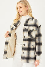 Load image into Gallery viewer, Black Plaid Sherpa Lined Shacket

