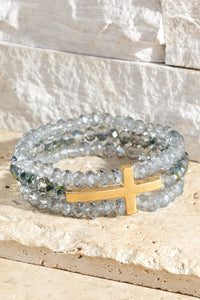 Silver + Gold 3-Strand Cross Bracelet