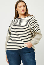 Load image into Gallery viewer, Oatmeal + Black Striped Top - Plus
