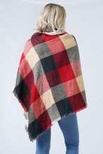 Load image into Gallery viewer, Black + Red Reversible Poncho

