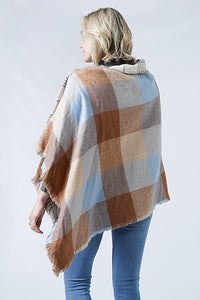Taupe + Blue Reversible Poncho