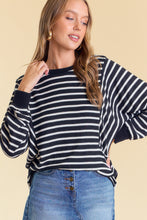 Load image into Gallery viewer, B+W Striped Dolman Top
