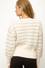 Load image into Gallery viewer, Ivory + Powder Blue Striped Sweater
