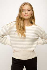 Ivory + Powder Blue Striped Sweater