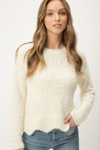 Ivory Scalloped Sweater
