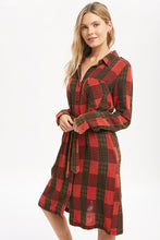 Load image into Gallery viewer, Red Washed Plaid Dress
