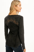 Load image into Gallery viewer, Lace Insert Charcoal Top
