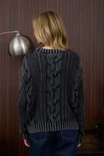 Load image into Gallery viewer, Black Washed Cable Sweater
