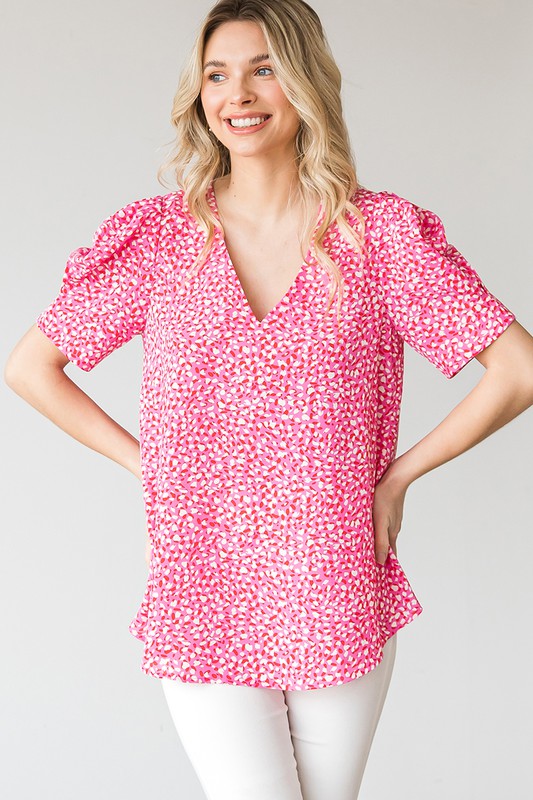 Hot Pink Abstract Top