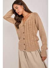 Load image into Gallery viewer, Taupe Washed Cable Cardigan
