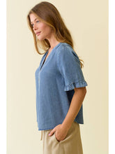 Load image into Gallery viewer, Denim Ruffle Sleeve Top
