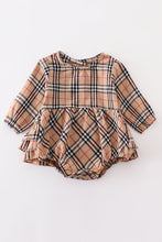 Load image into Gallery viewer, Tan Plaid Baby Romper
