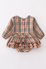 Load image into Gallery viewer, Tan Plaid Baby Romper
