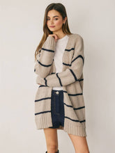 Load image into Gallery viewer, Beige + Navy Striped Cardigan
