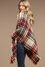 Load image into Gallery viewer, Red Mixed Plaid Poncho
