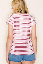 Load image into Gallery viewer, Staccato Pink + Red Stripe Tee
