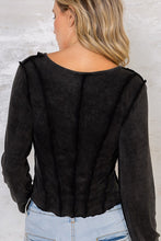 Load image into Gallery viewer, Washed Black Ribbed L/S Top
