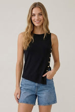 Load image into Gallery viewer, Black Asymmetric Button Tank
