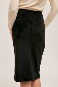 Black Suede Wrap Skirt