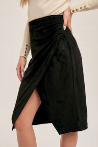 Black Suede Wrap Skirt