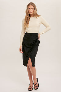 Black Suede Wrap Skirt