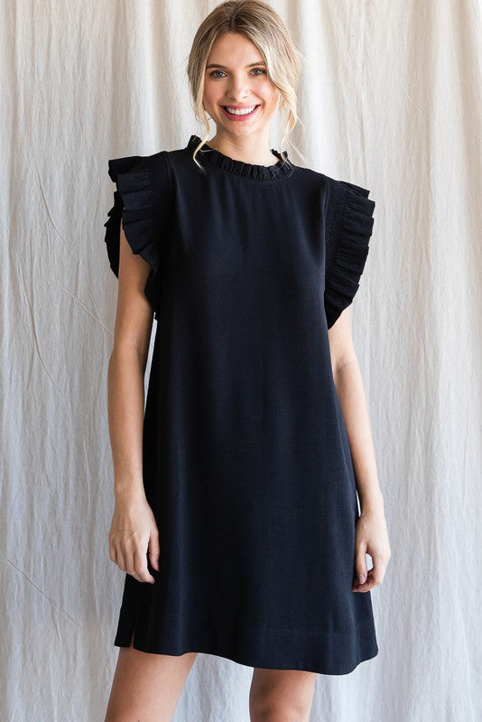 Black Ruffle Sleeve Dress